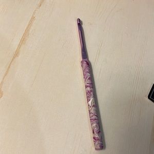 Crochet hook with handmade clay handle